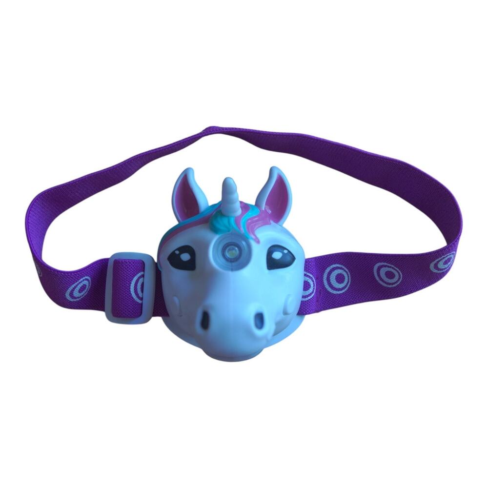 Unicorn Headlamp Kids Purple Strap LED Light Toy